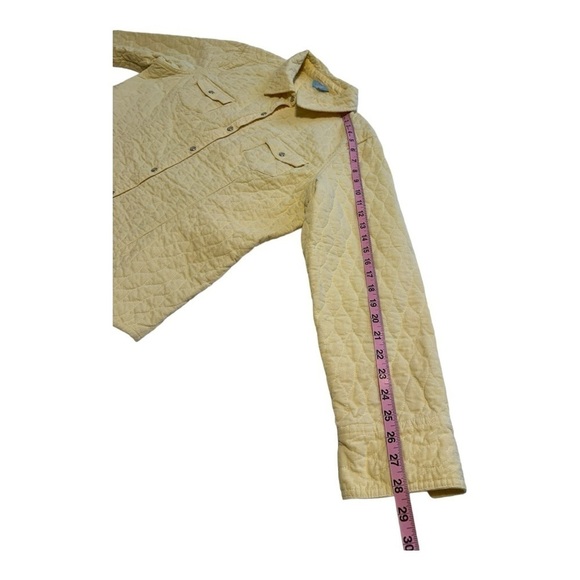 Quilted Corduroy Snap Button Pastel Yellow Coat | Denver Hayes - Size Medium - Picture 10 of 12
